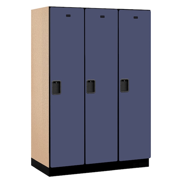 1 Tier Designer Locker, 54"Wx76"Hx21"D, 3 Door, Blue